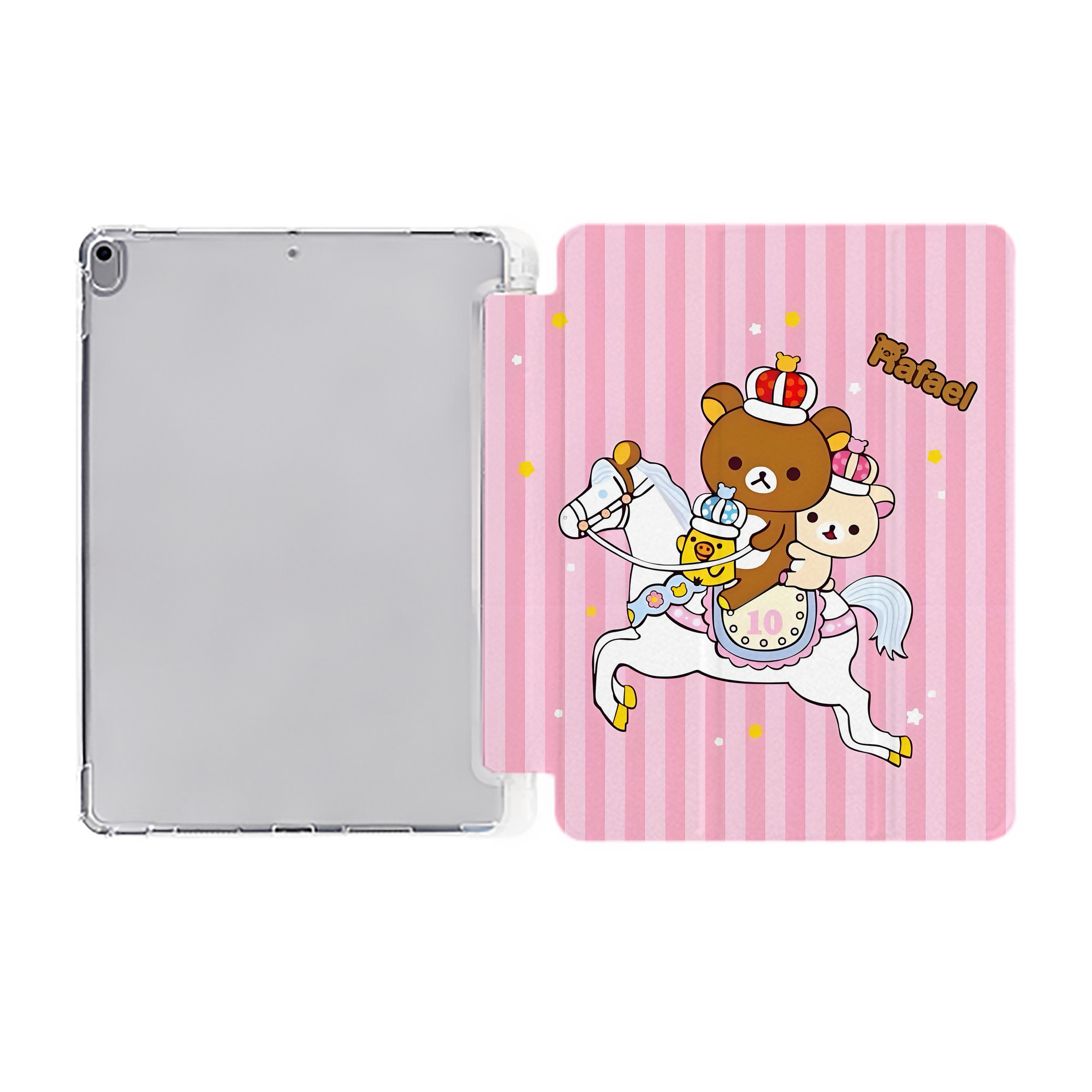 （画像用） リラックマ リラックマ キイロイトリ Rilakkuma Korilakkuma Kiiroitori IPad ケース ペン収納付き 三つ折りスタンド PUレザー×シリコン 対応機種9.5/10.5/10.9インチ